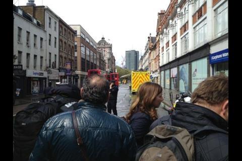 A busy stretch of Tottenham Court Road has been closed and shoppers have been evacuated